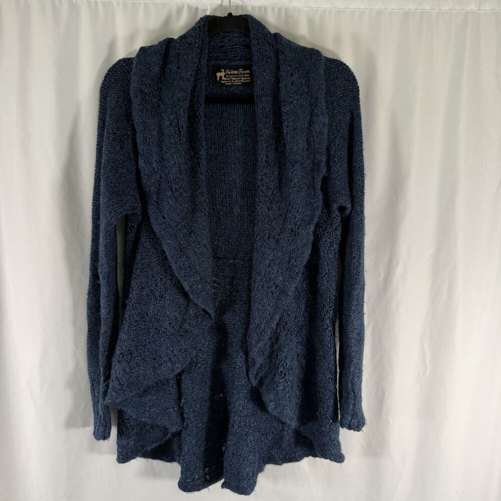 Fashion Forum Debr Ann Baby Alpaca Cardigan Women's One Size Blue Knit Cover